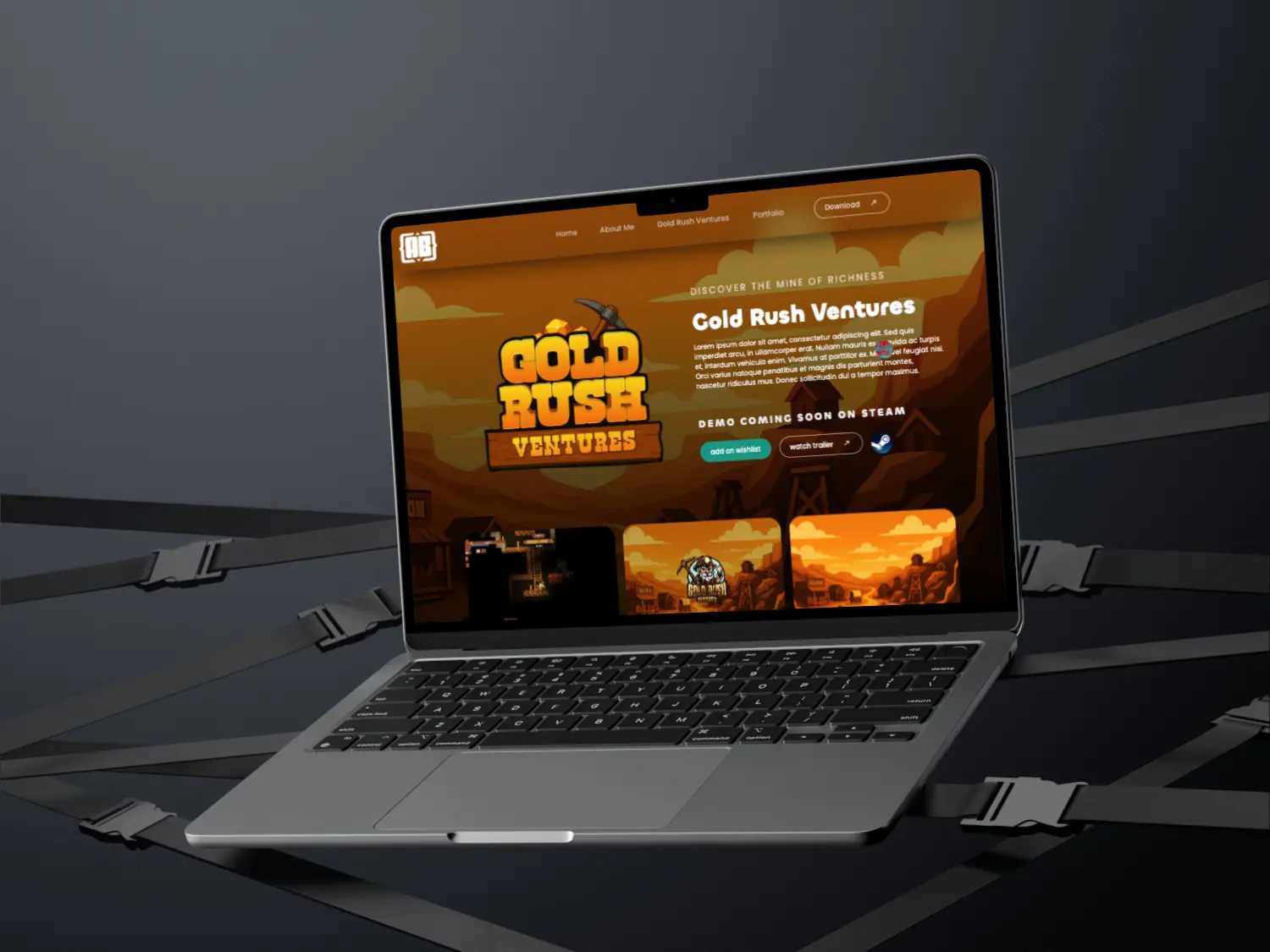 gold rush ventures mockup - indie game developer